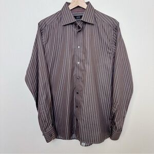 ETON Mens 40 Striped Brown Button Shirt